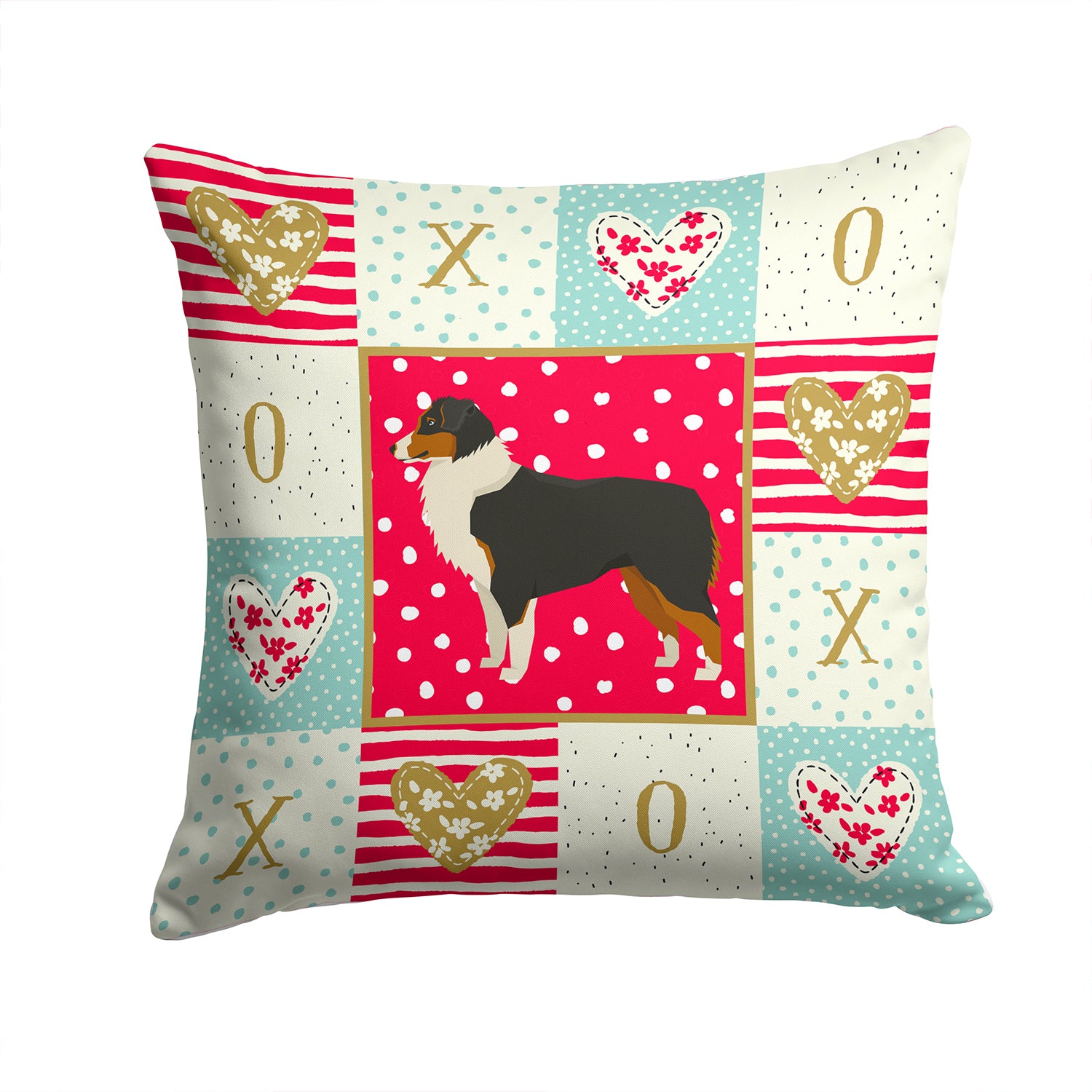 Australian Shepherd Love Fabric Decorative Pillow CK5906PW1414 - the-store.com