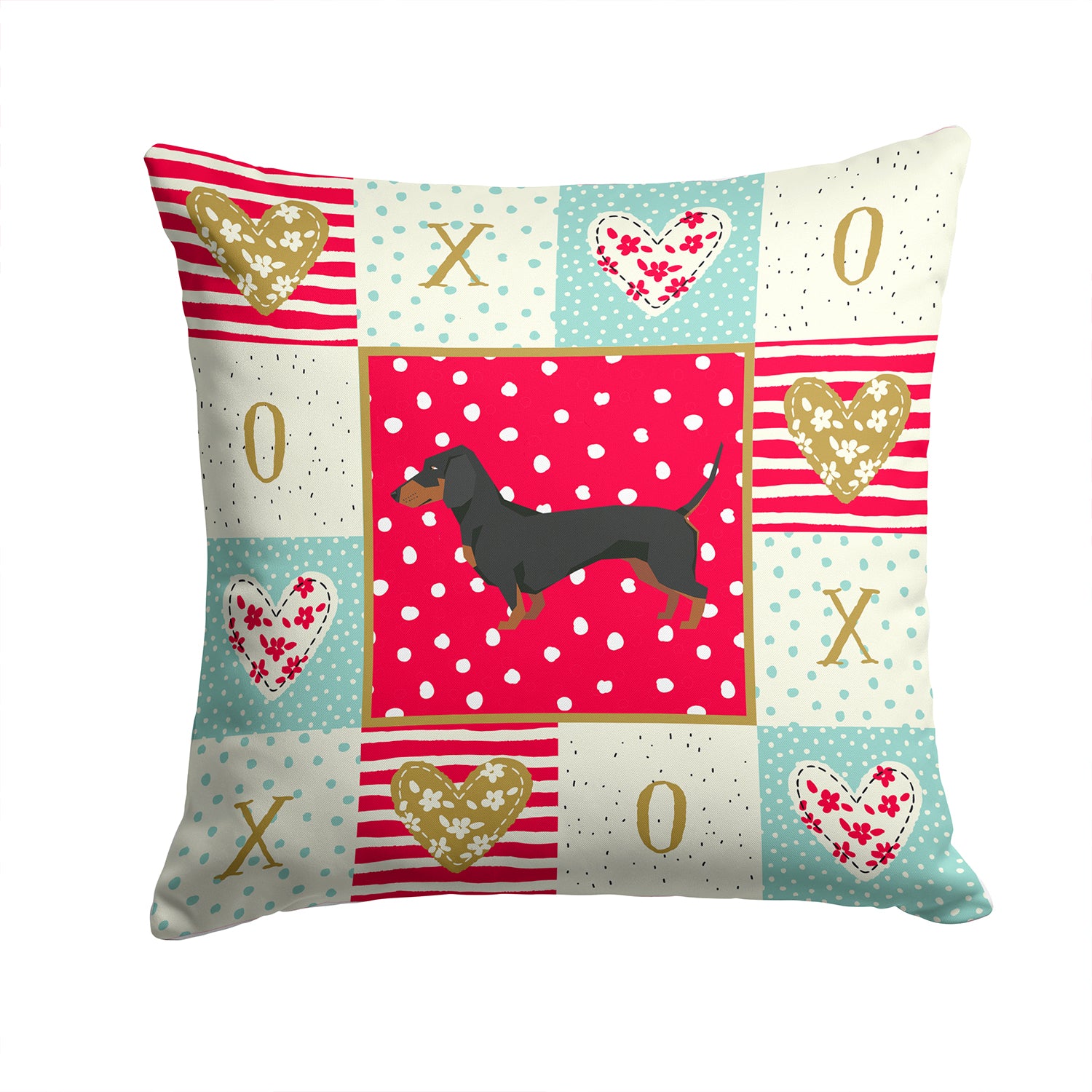 Dachshund Love Fabric Decorative Pillow CK5923PW1414 - the-store.com