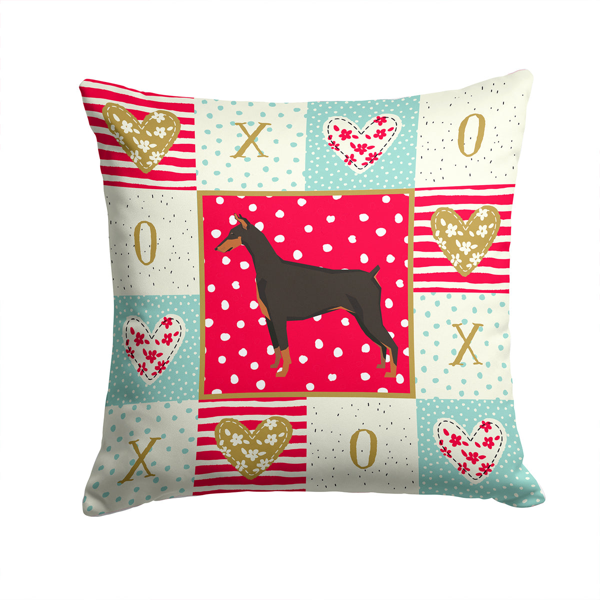 Doberman Pinscher Love Fabric Decorative Pillow CK5925PW1414 - the-store.com