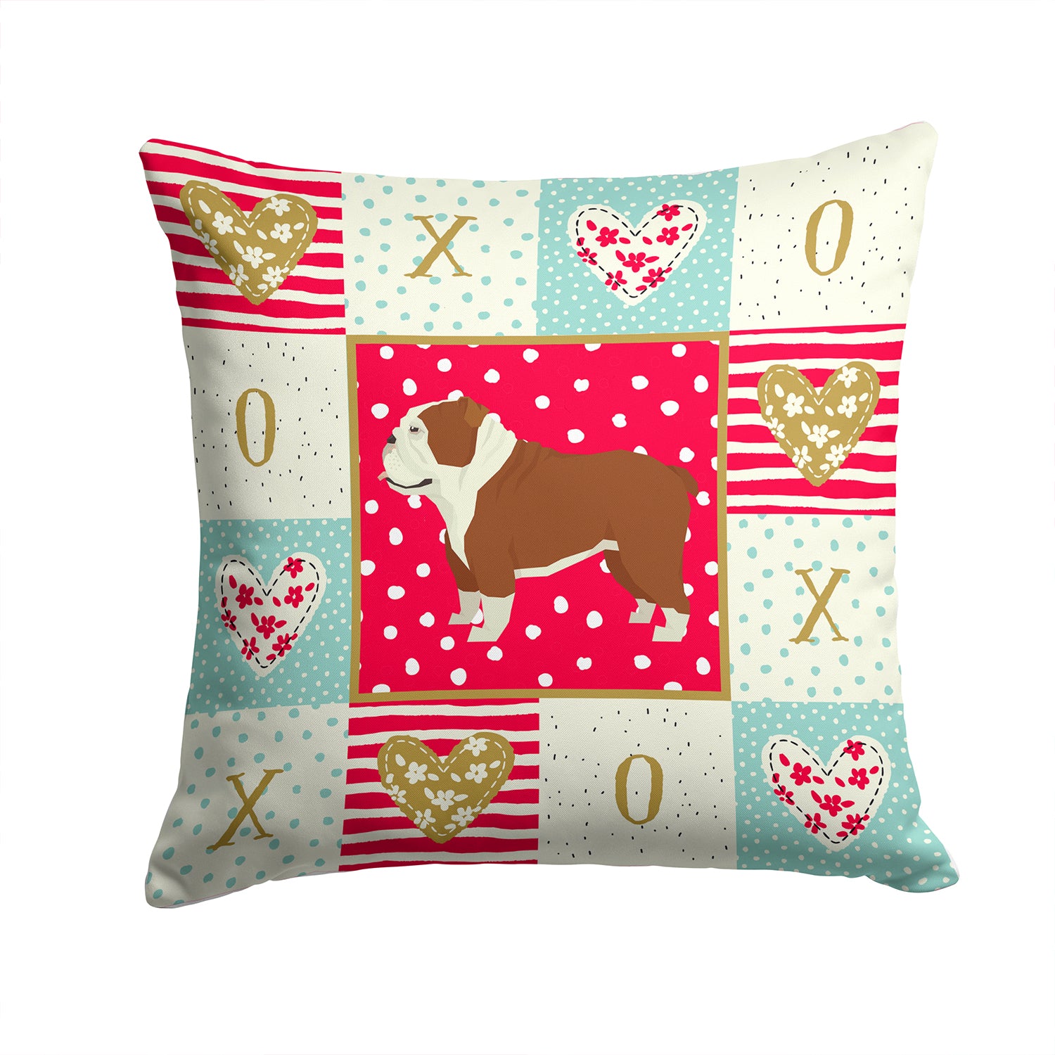 English Bulldog Love Fabric Decorative Pillow CK5926PW1414 - the-store.com