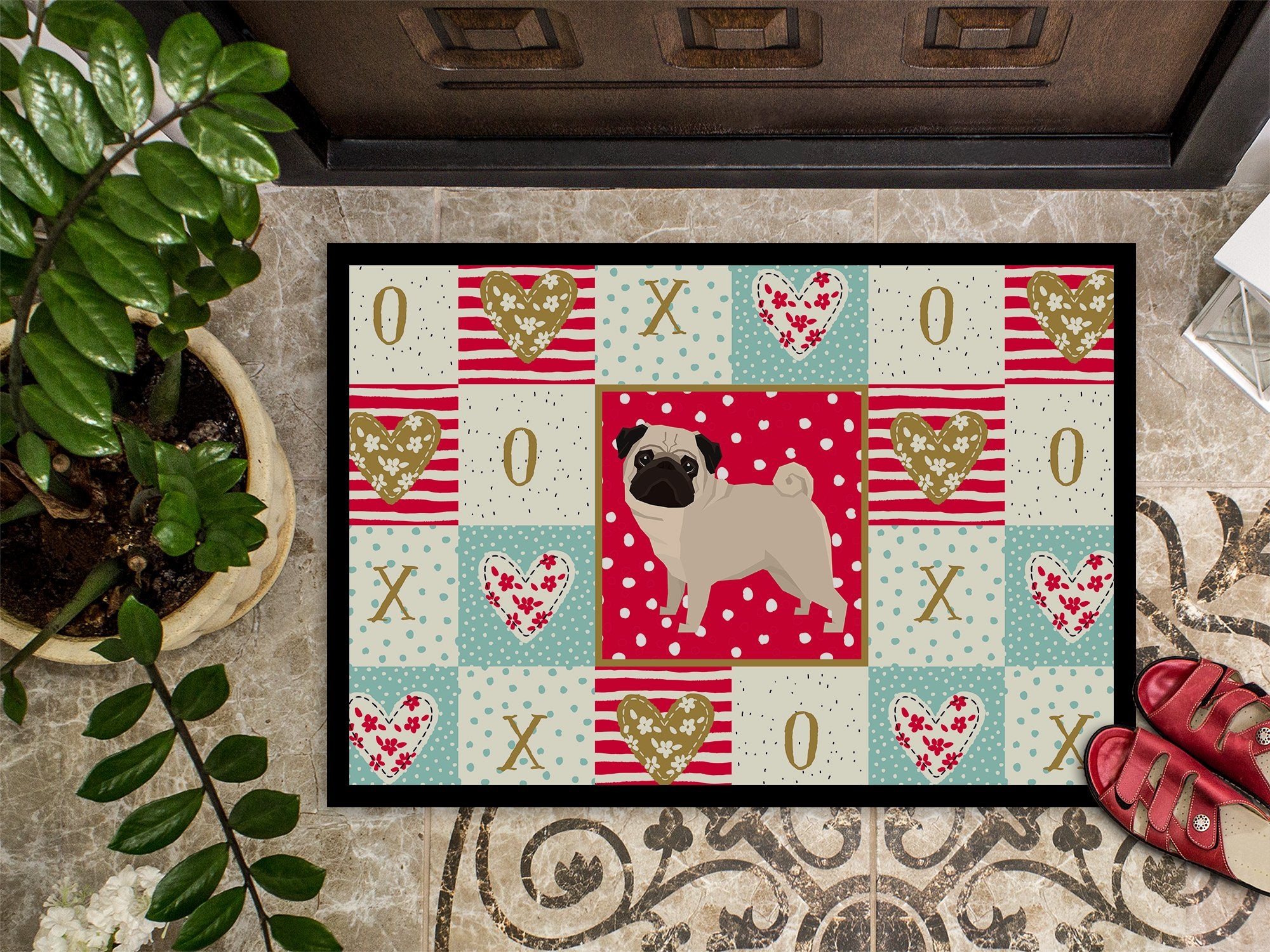 Pug Love Indoor or Outdoor Mat 24x36 CK5947JMAT by Caroline's Treasures