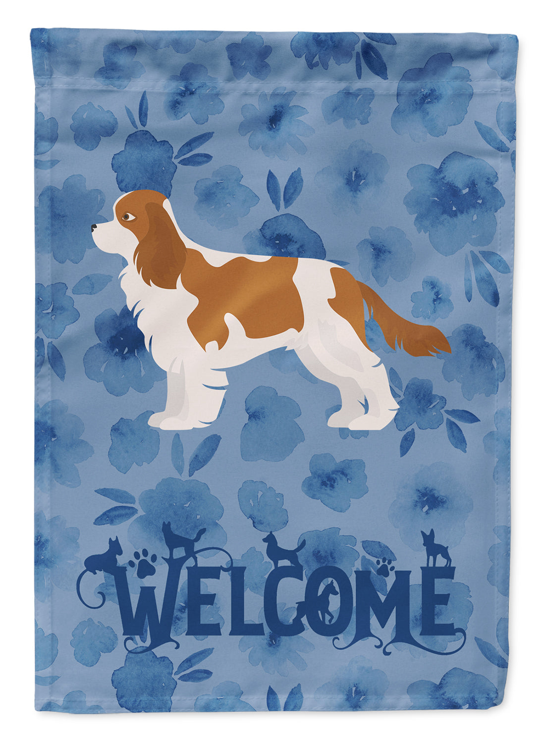 Blenheim Cavalier Spaniel Welcome Flag Canvas House Size CK5974CHF  the-store.com.