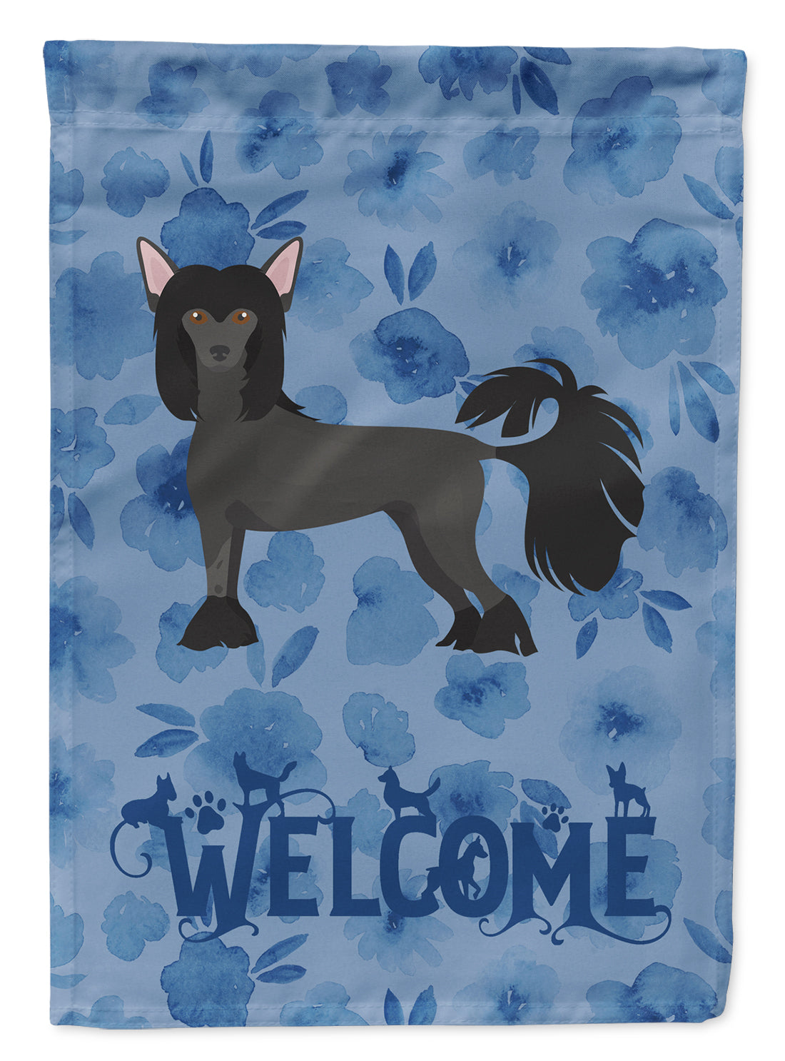 Chinese Crested #1 Welcome Flag Canvas House Size CK5977CHF  the-store.com.