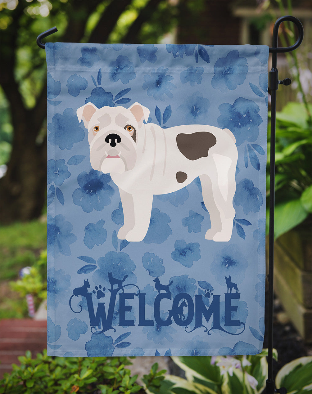 English Bulldog #2 Welcome Flag Garden Size CK5987GF  the-store.com.