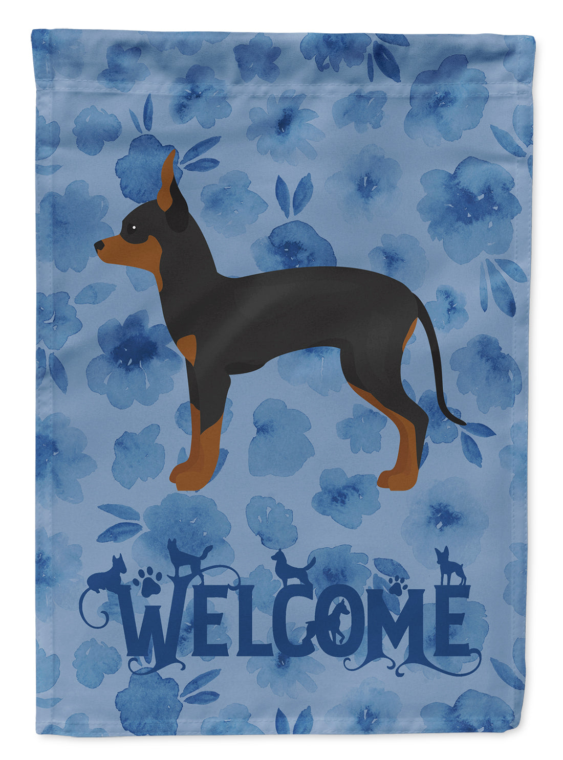 English Toy Terrier #1 Welcome Flag Canvas House Size CK5988CHF  the-store.com.