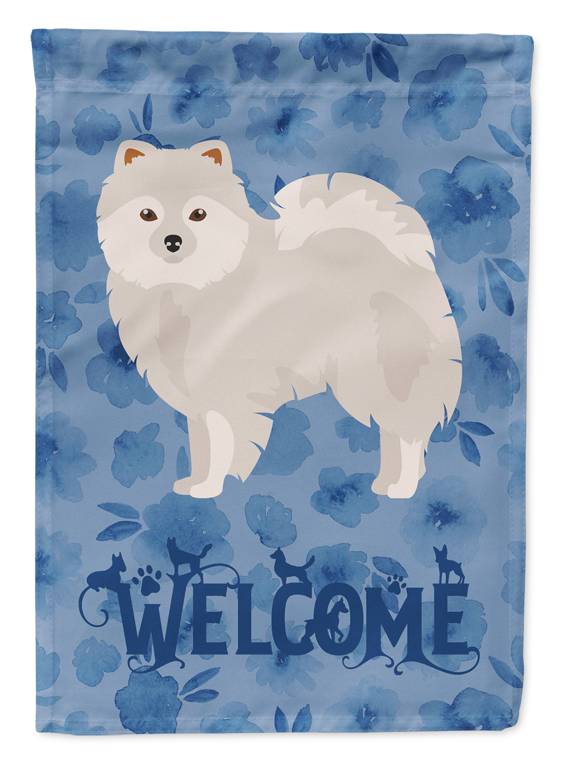 Japanese Spitz Welcome Flag Canvas House Size CK6006CHF  the-store.com.