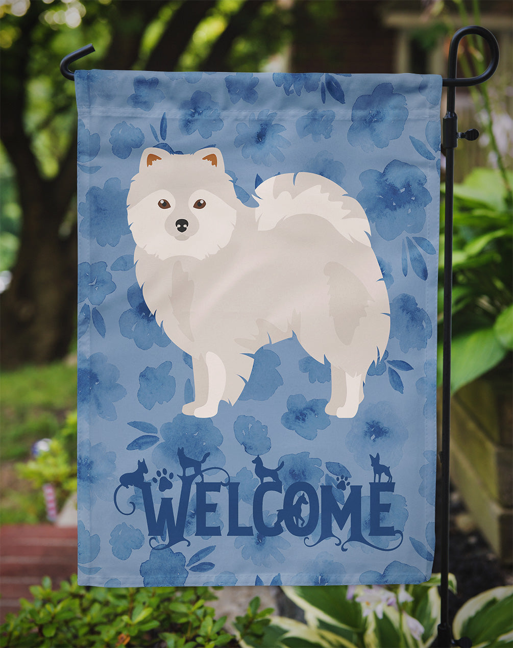 Japanese Spitz Welcome Flag Garden Size CK6006GF  the-store.com.