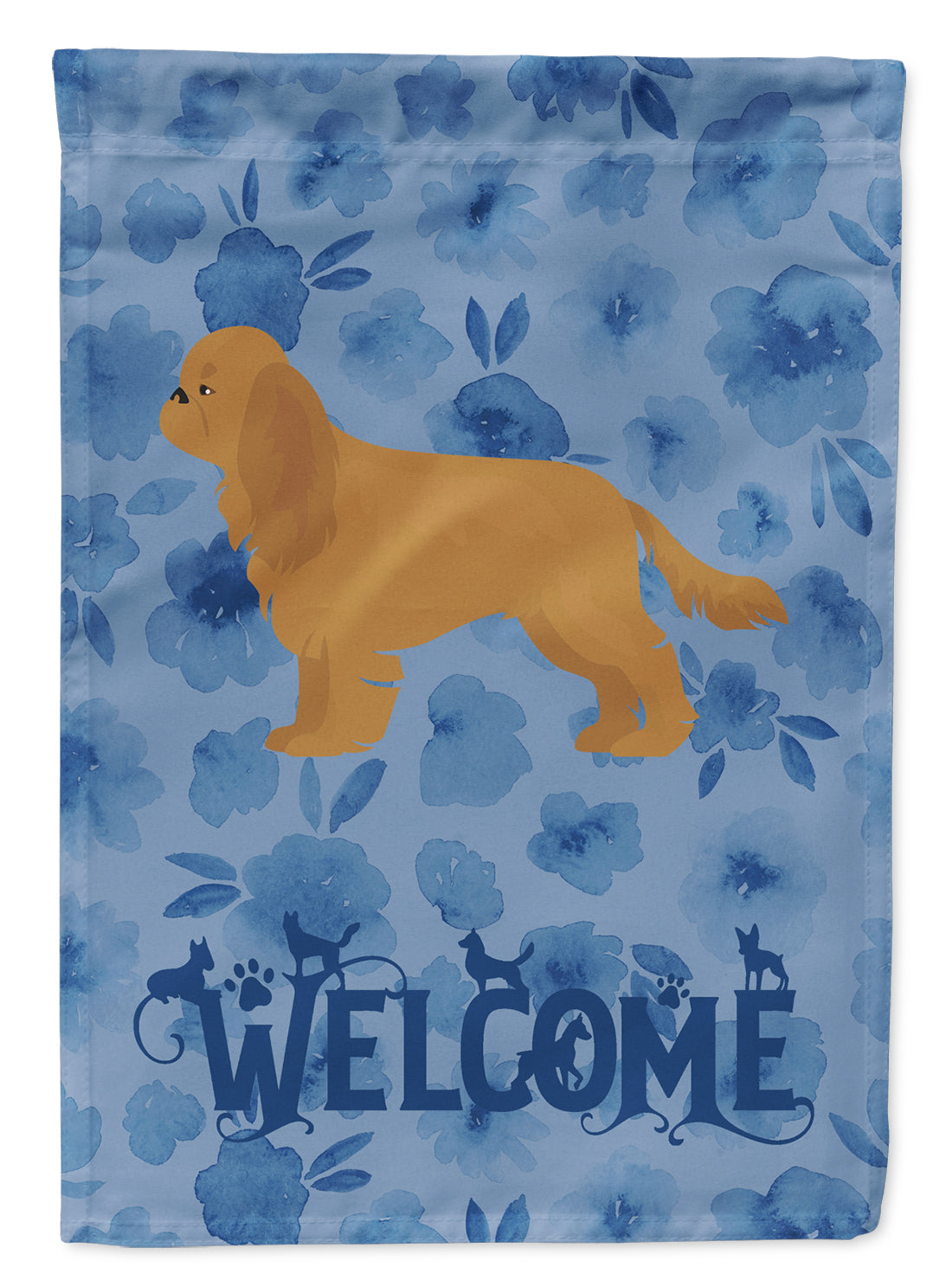 Ruby Cavalier Spaniel Welcome Flag Garden Size CK6008GF  the-store.com.