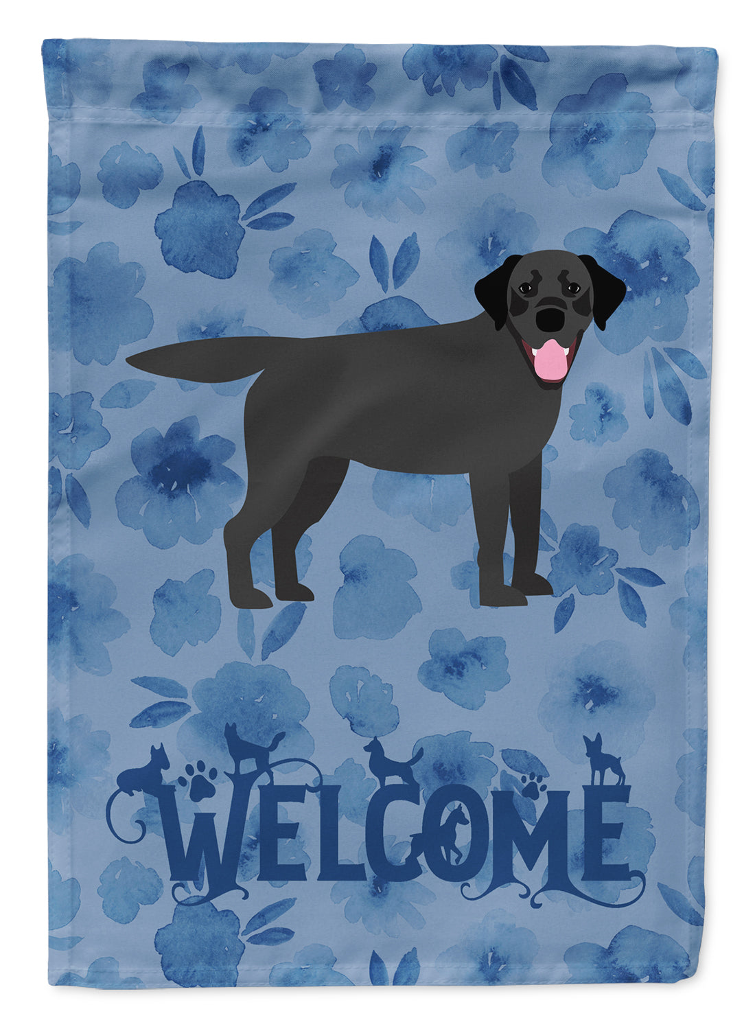 Black Labrador Retriever Welcome Flag Canvas House Size CK6063CHF  the-store.com.