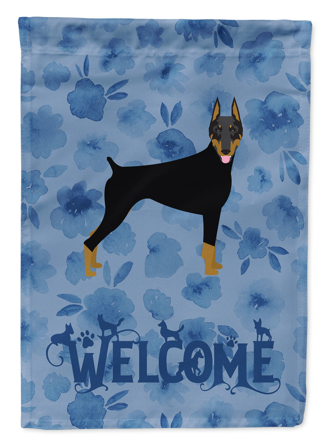 Doberman Pinscher Welcome Flag Canvas House Size CK6077CHF  the-store.com.