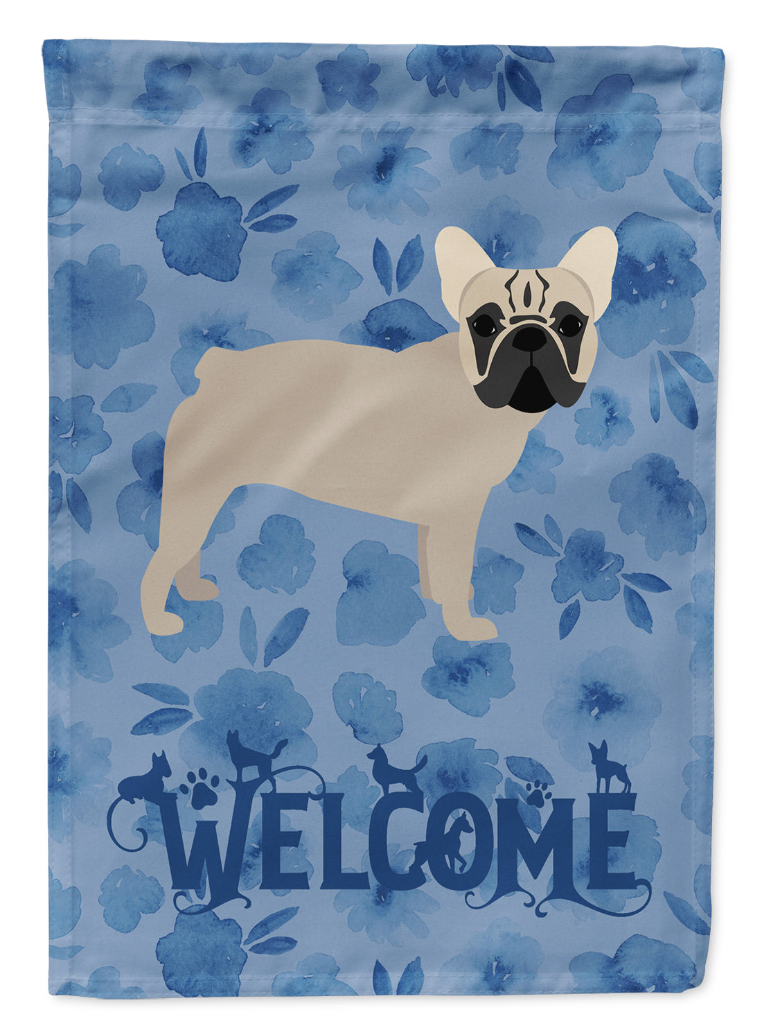 French Bulldog Welcome Flag Canvas House Size CK6079CHF  the-store.com.