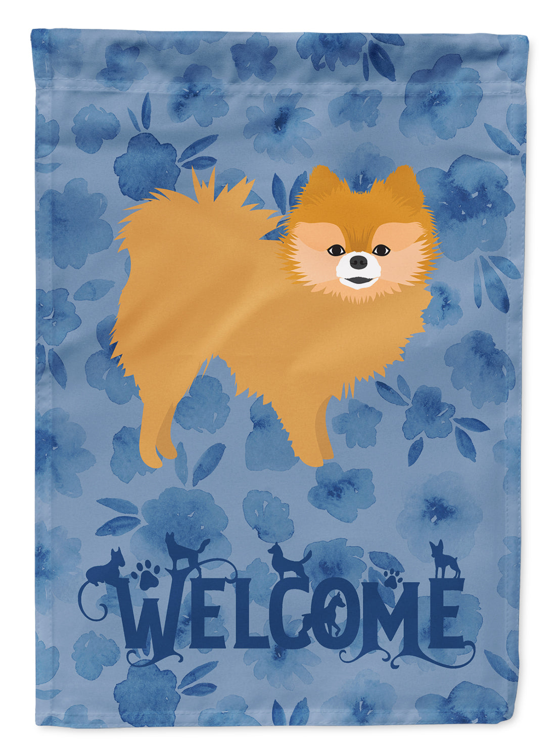 Red Pomeranian Welcome Flag Garden Size CK6093GF  the-store.com.