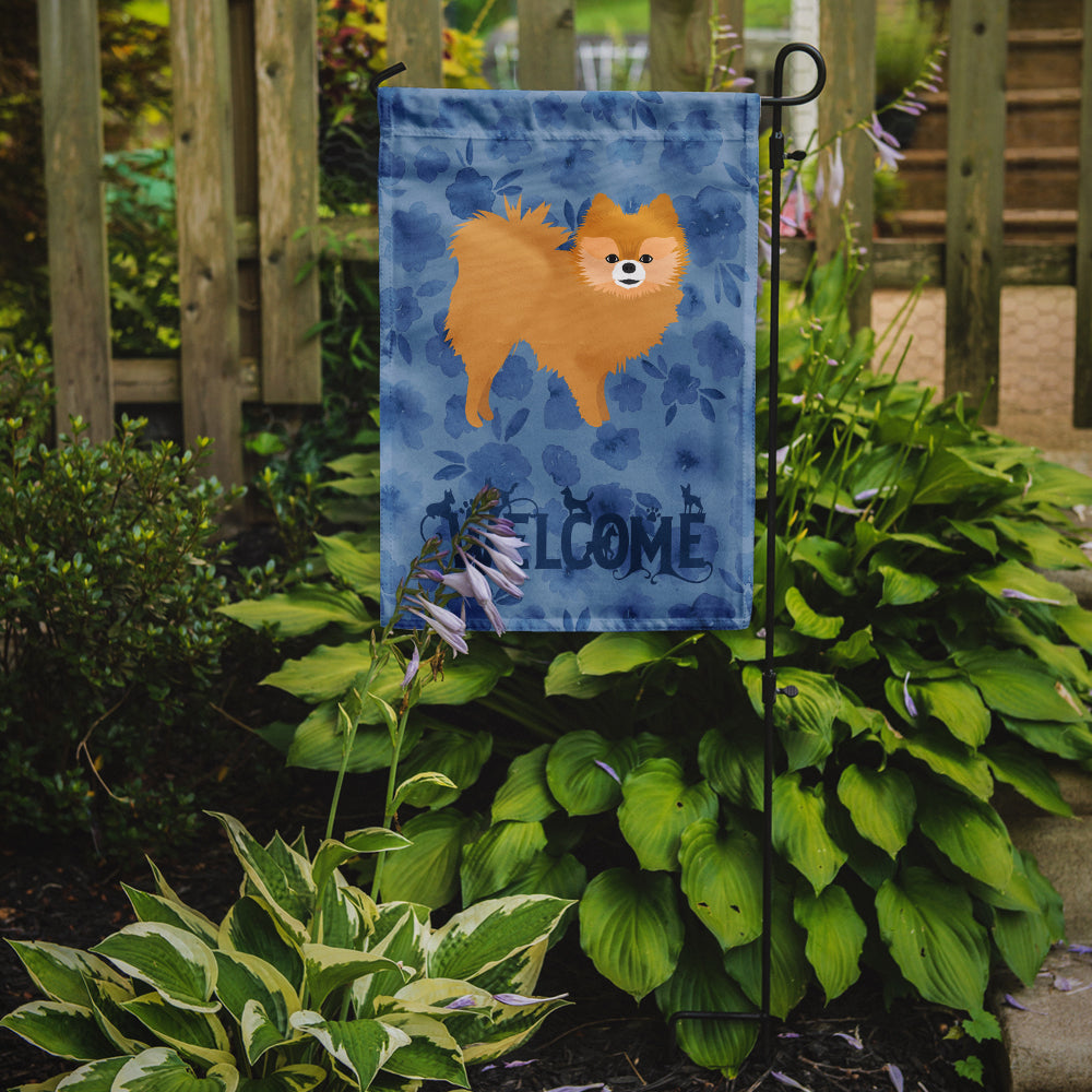 Red Pomeranian Welcome Flag Garden Size CK6093GF  the-store.com.