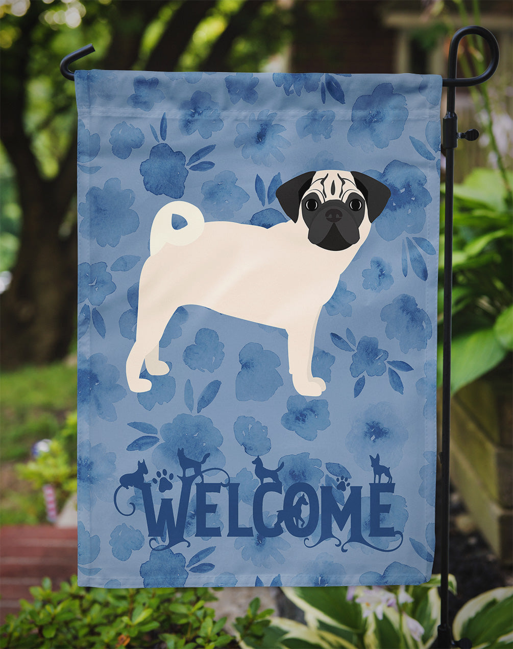 Pug #2 Welcome Flag Garden Size CK6097GF  the-store.com.