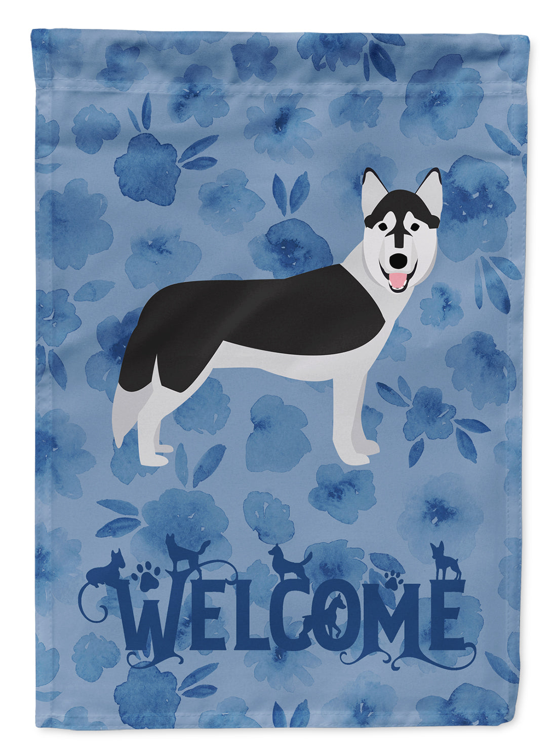 Siberian Husky Welcome Flag Canvas House Size CK6101CHF  the-store.com.