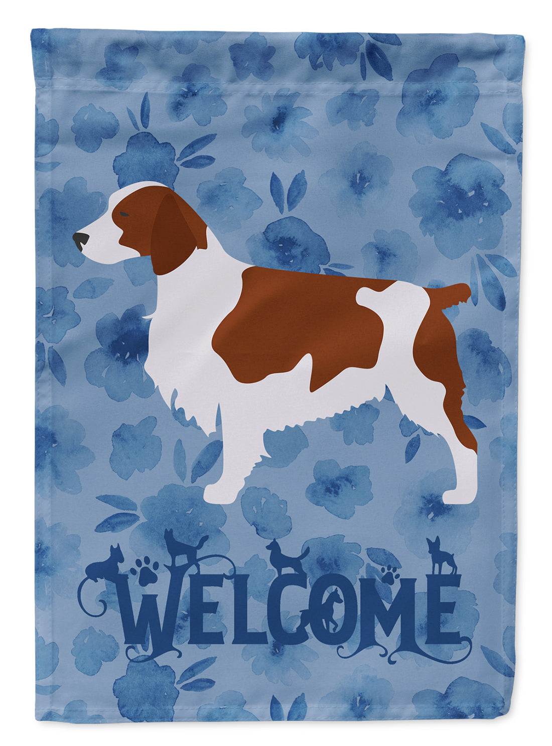 Welsh Springer Spaniel Welcome Flag Canvas House Size CK6127CHF  the-store.com.