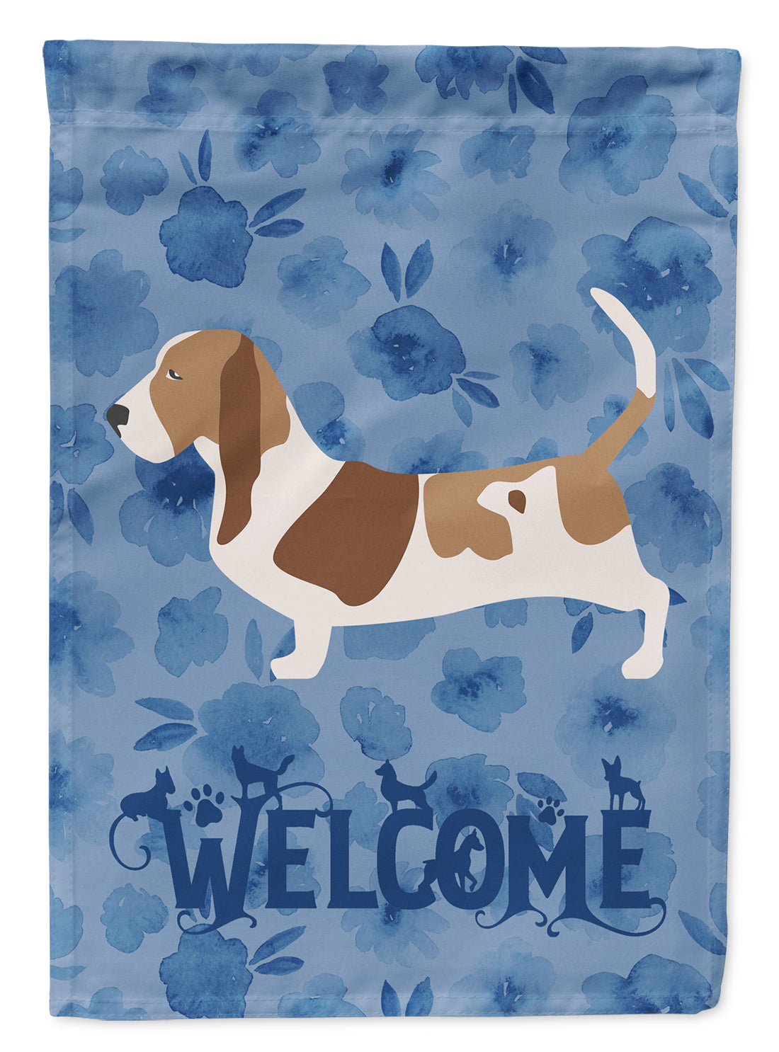 Basset Hound Welcome Flag Canvas House Size CK6129CHF  the-store.com.