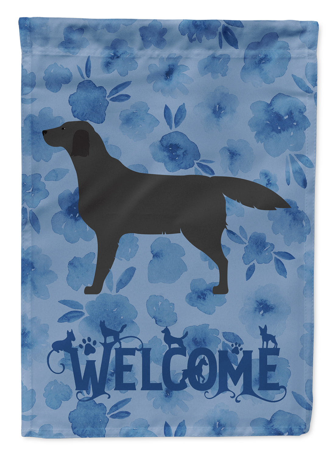 Black Labrador Retriever Welcome Flag Canvas House Size CK6135CHF  the-store.com.