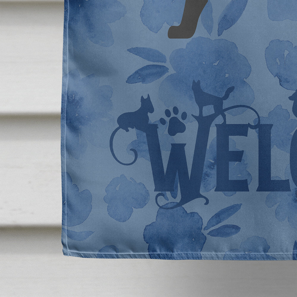 Black Labrador Retriever Welcome Flag Canvas House Size CK6135CHF  the-store.com.