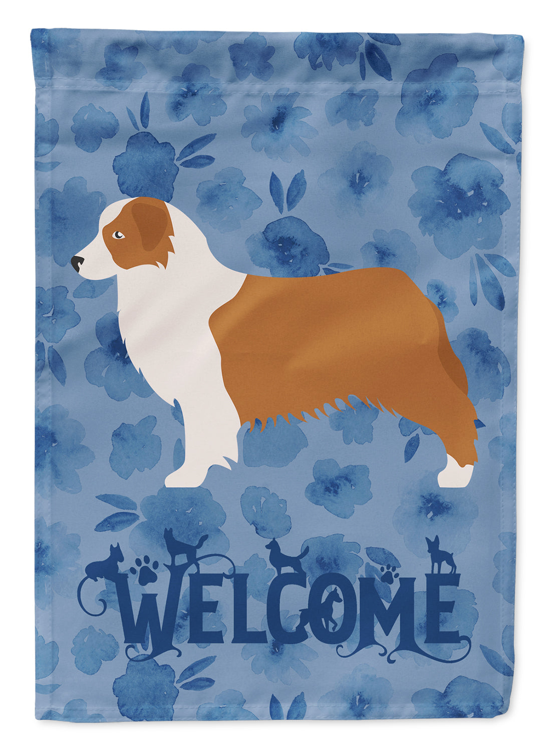 Australian Shepherd Dog Welcome Flag Canvas House Size CK6160CHF  the-store.com.