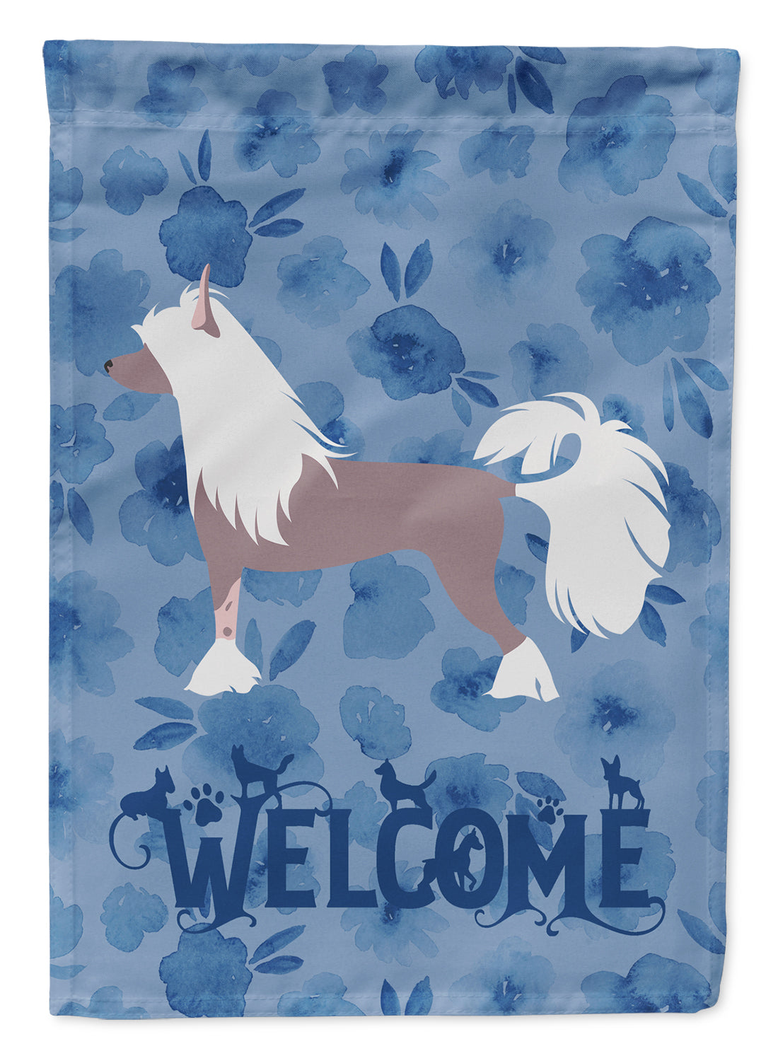 Chinese Crested Welcome Flag Canvas House Size CK6170CHF  the-store.com.