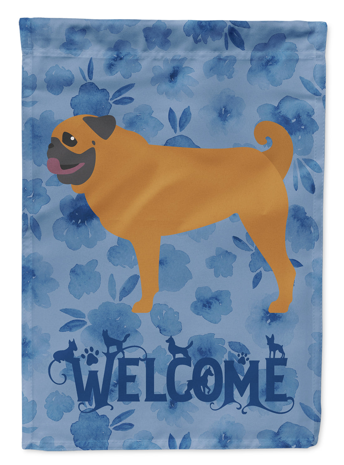 Pug Welcome Flag Canvas House Size CK6174CHF  the-store.com.