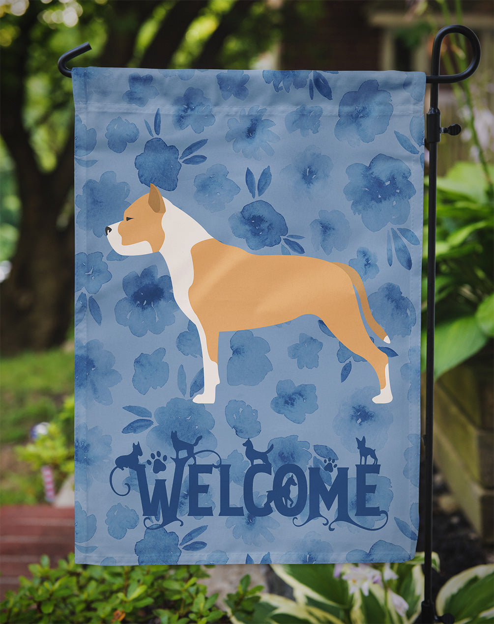 Staffordshire Bull Terrier Welcome Flag Garden Size CK6181GF  the-store.com.