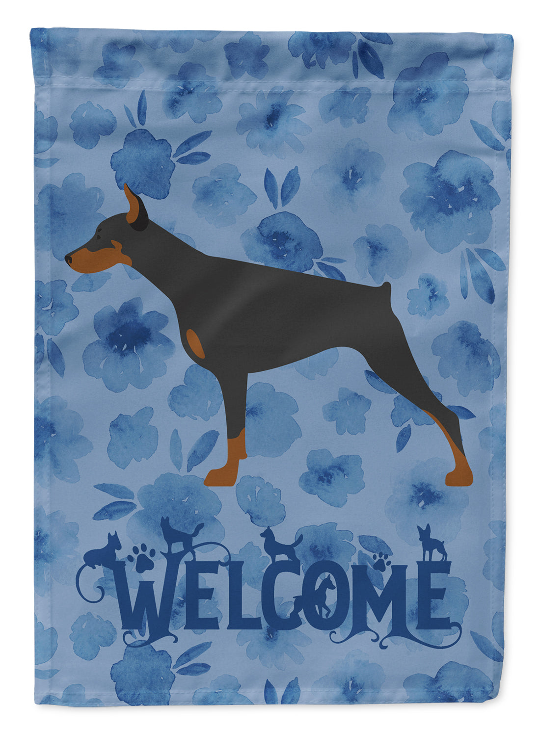 Doberman Pinscher Welcome Flag Canvas House Size CK6187CHF  the-store.com.