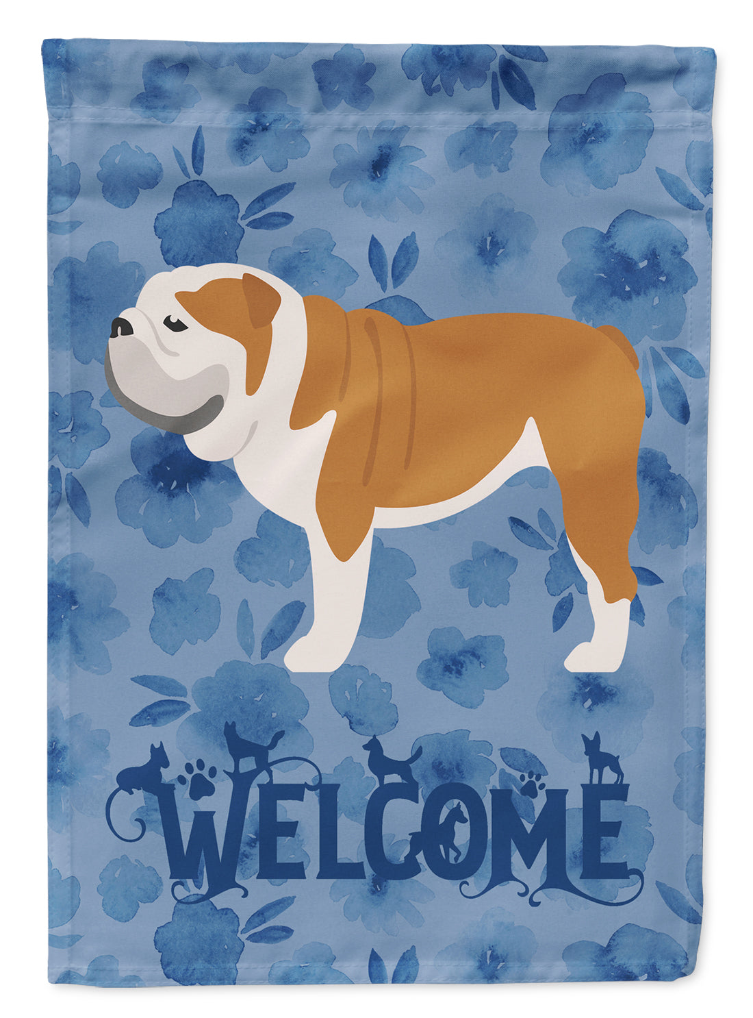 English Bulldog Welcome Flag Canvas House Size CK6189CHF  the-store.com.