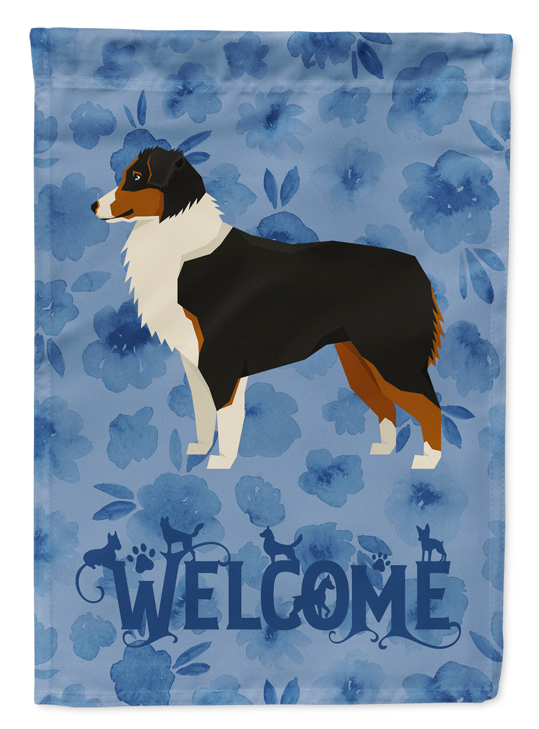 Australian Shepherd Welcome Flag Canvas House Size CK6220CHF  the-store.com.