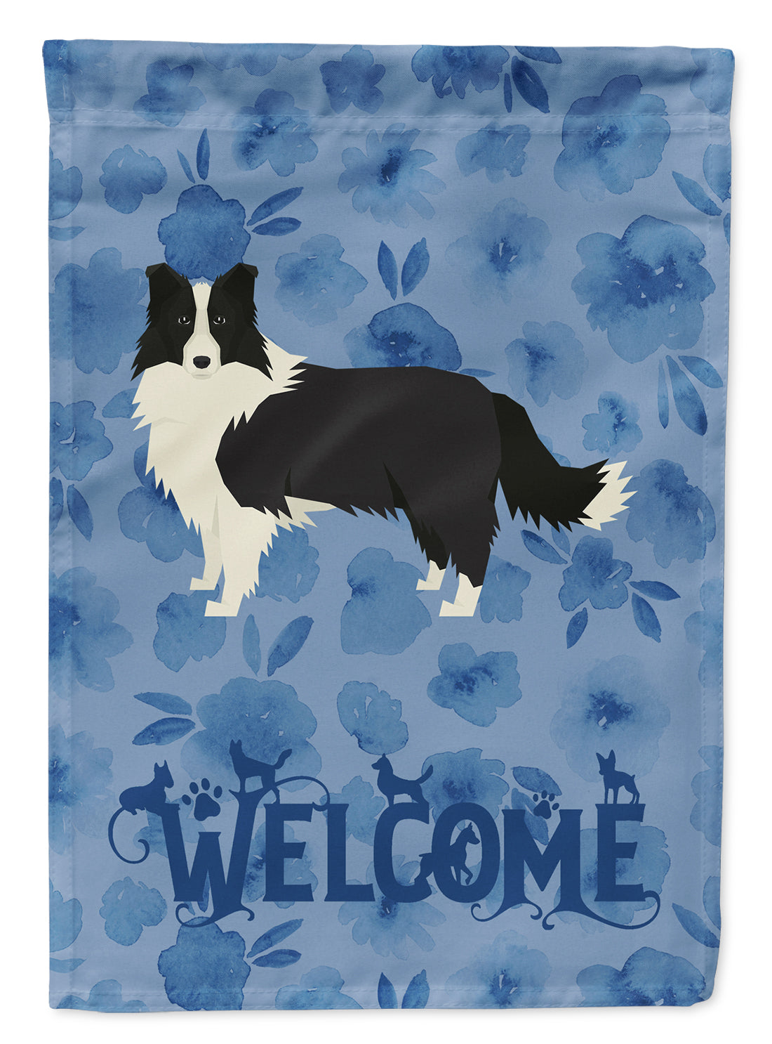 Border Collie Welcome Flag Canvas House Size CK6226CHF  the-store.com.