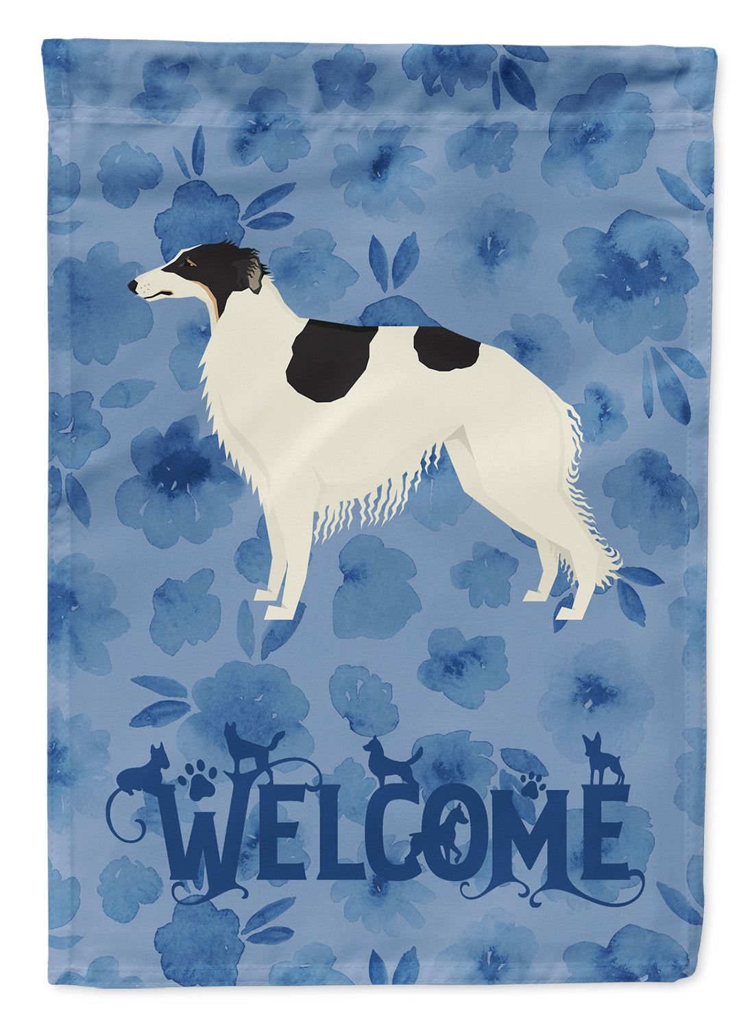 Borzoi Welcome Flag Canvas House Size CK6228CHF  the-store.com.