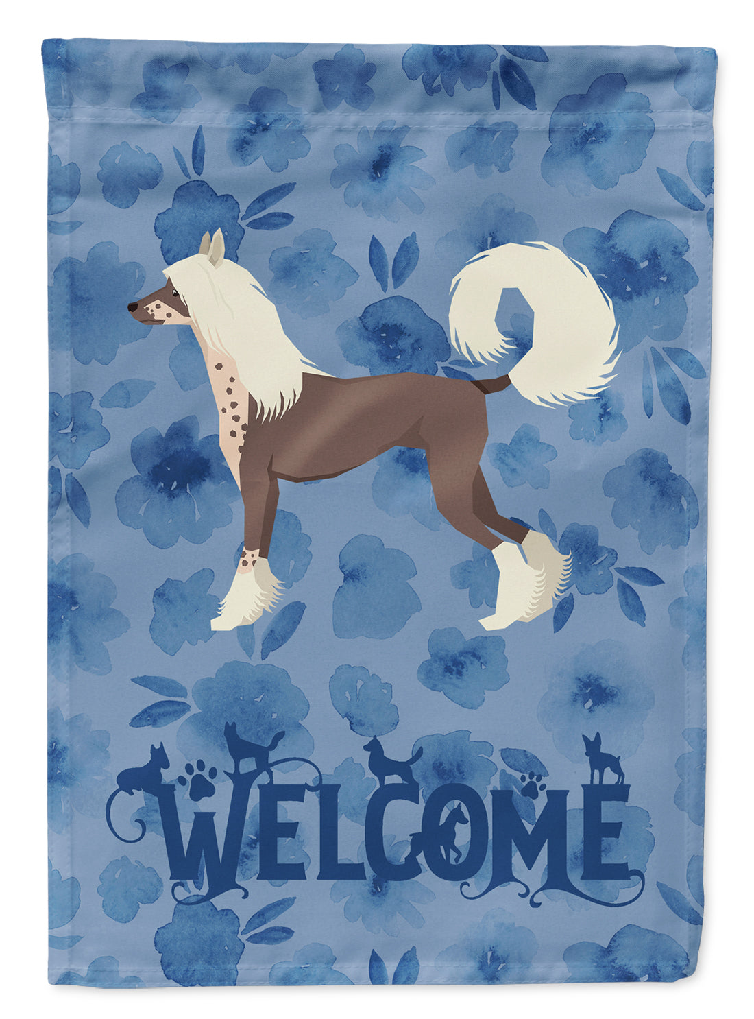 Chinese Crested Welcome Flag Canvas House Size CK6235CHF  the-store.com.