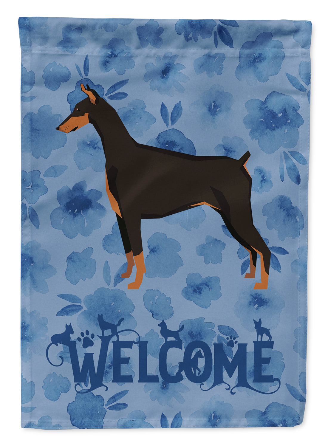 Doberman Pinscher Welcome Flag Canvas House Size CK6239CHF  the-store.com.