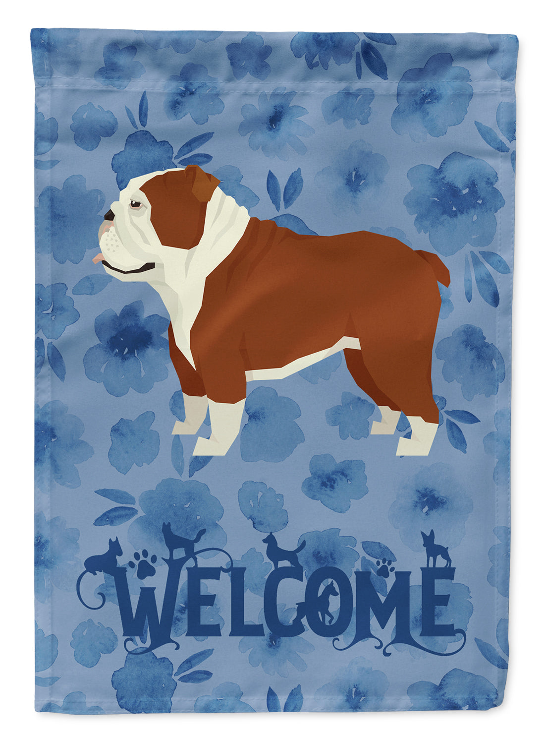 English Bulldog Welcome Flag Canvas House Size CK6240CHF  the-store.com.