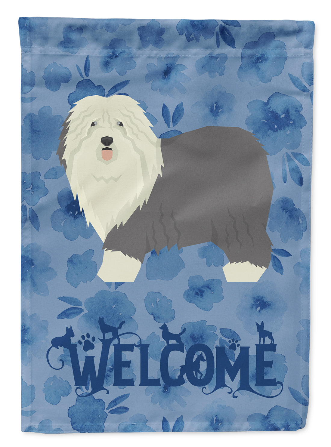 Old English Sheepdog Welcome Flag Canvas House Size CK6256CHF  the-store.com.