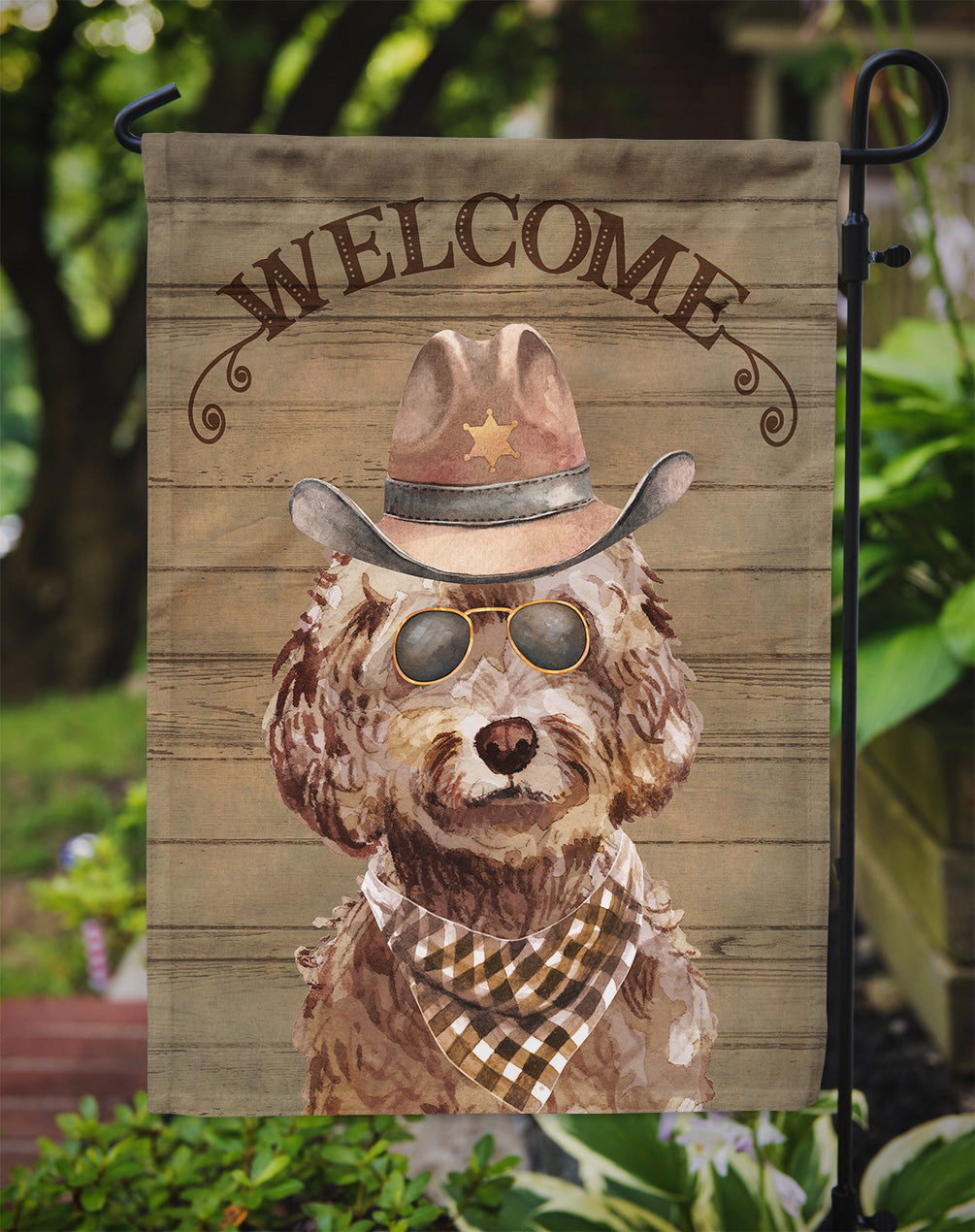 Brown Cockapoo Country Dog Flag Garden Size CK6295GF  the-store.com.