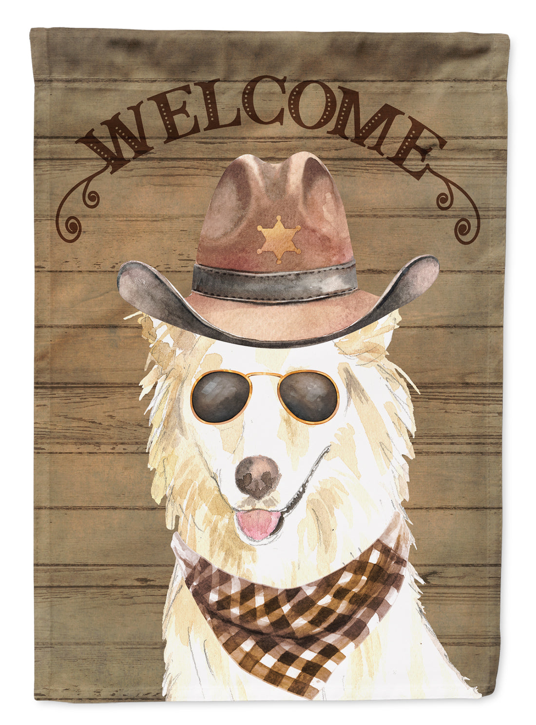 White Collie Country Dog Flag Garden Size CK6377GF  the-store.com.