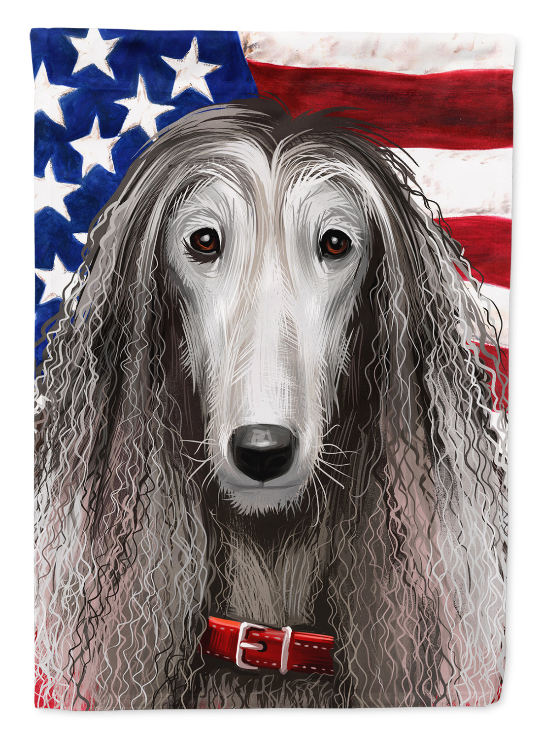 Afghan Hound American Flag Flag Canvas House Size CK6383CHF  the-store.com.