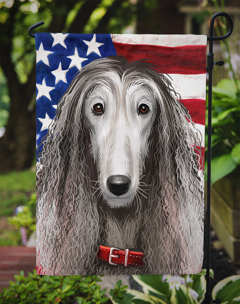 Afghan Hound American Flag Flag Garden Size CK6383GF  the-store.com.