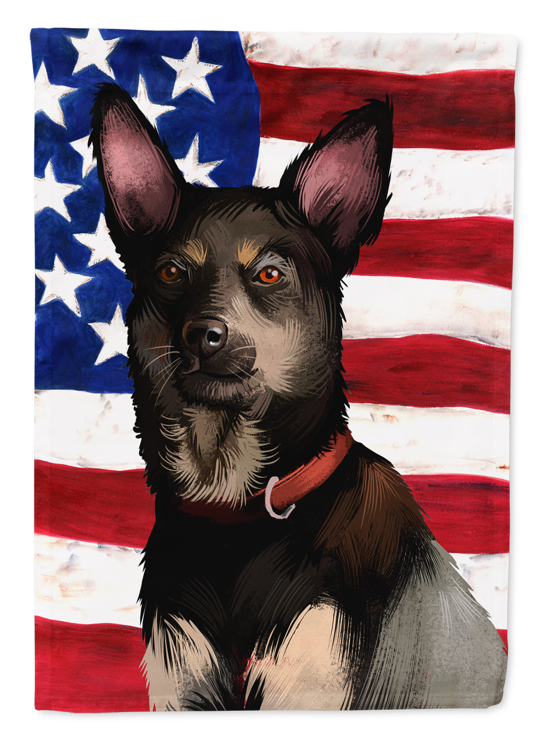 Australian Kelpie American Flag Flag Canvas House Size CK6411CHF  the-store.com.