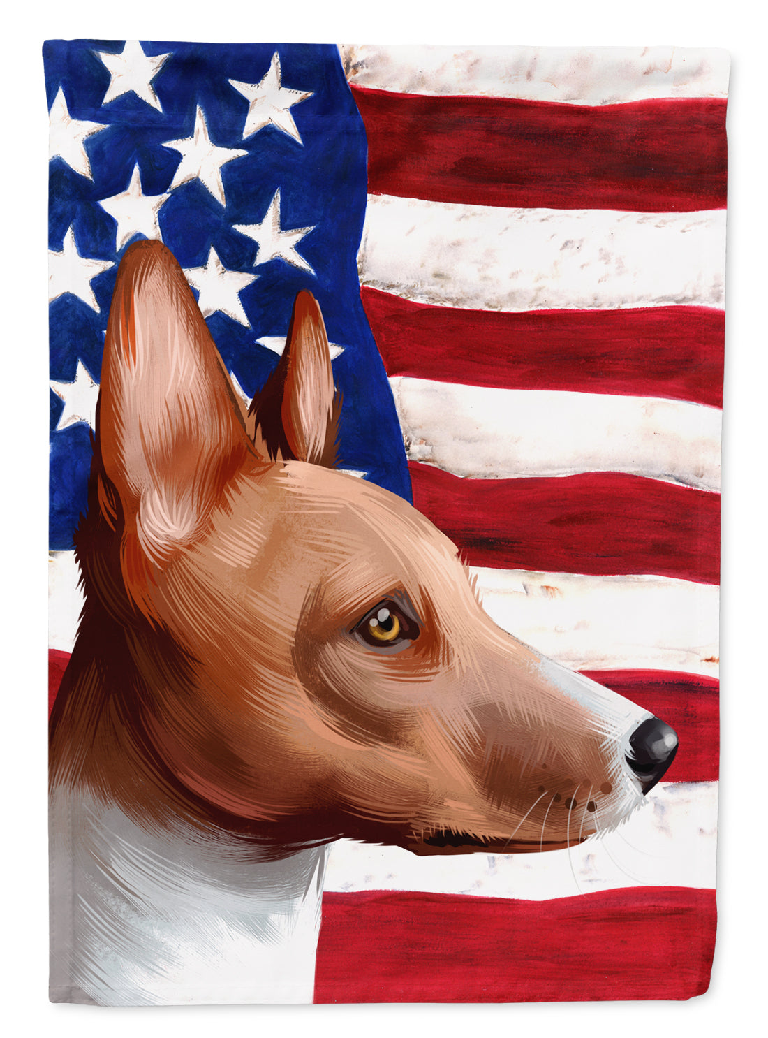 Basenji American Flag Flag Canvas House Size CK6417CHF  the-store.com.