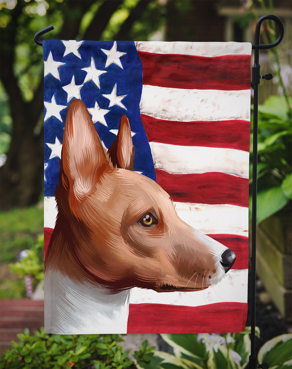 Basenji American Flag Flag Garden Size CK6417GF  the-store.com.