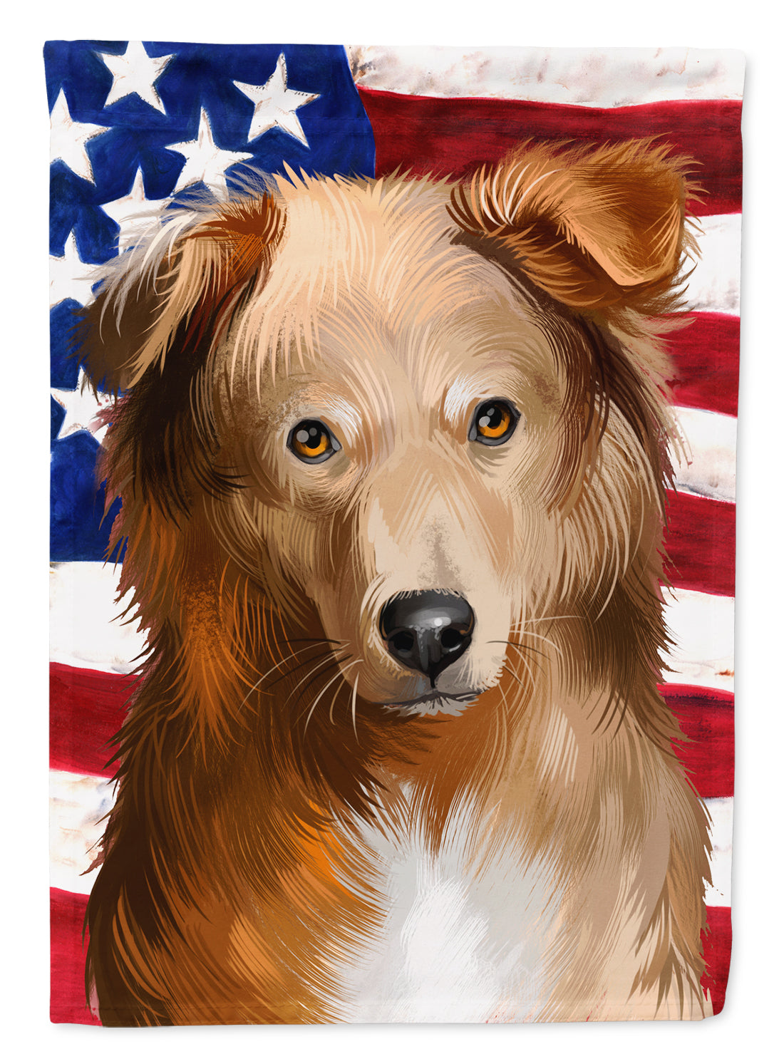 Basque Shepherd Dog American Flag Flag Canvas House Size CK6418CHF  the-store.com.