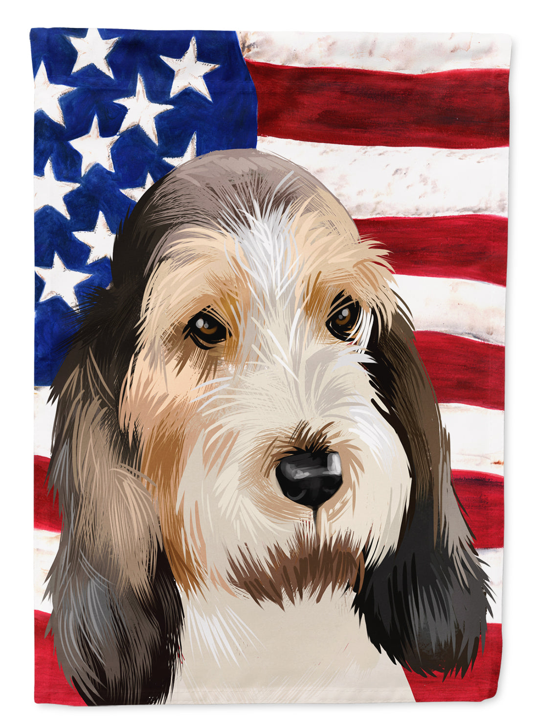 Grand Basset Griffon Vendeen American Flag Flag Canvas House Size CK6419CHF  the-store.com.