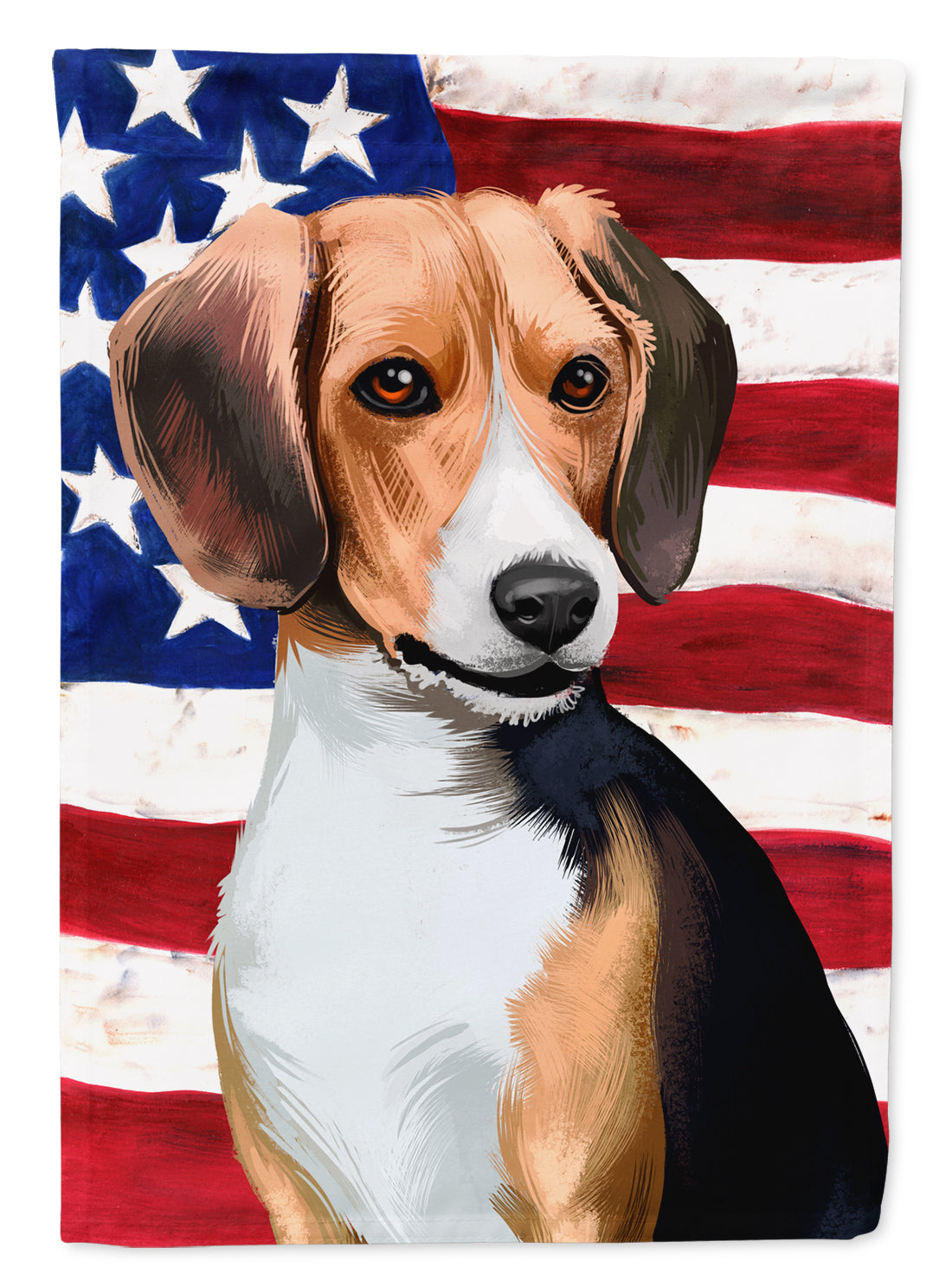 Beagle American Flag Flag Canvas House Size CK6421CHF  the-store.com.