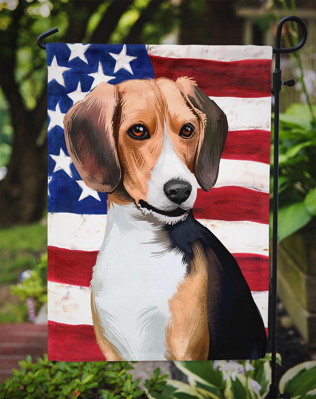 Beagle American Flag Flag Garden Size CK6421GF  the-store.com.