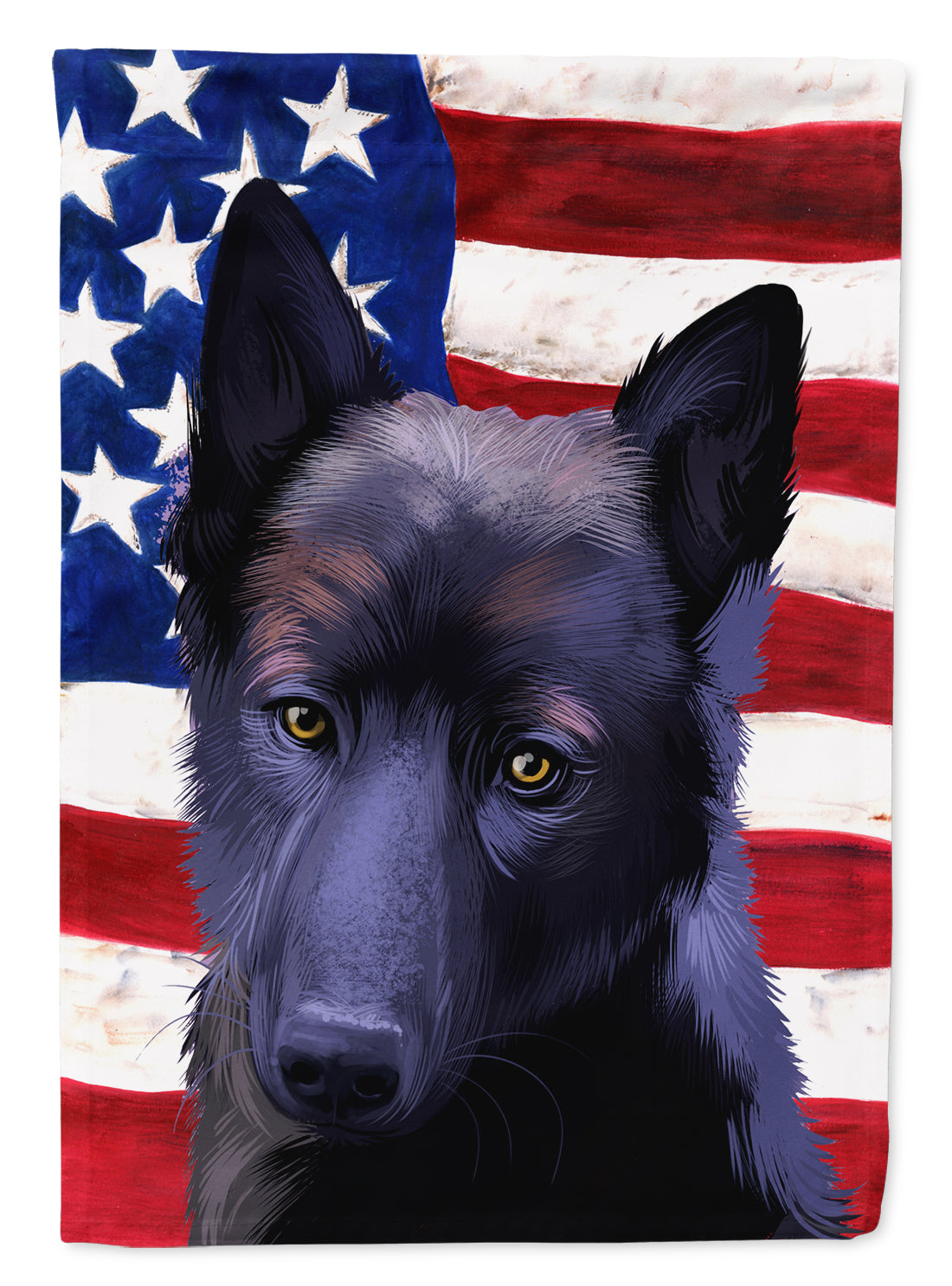 Black Norwegian Elkhound American Flag Flag Garden Size CK6437GF  the-store.com.