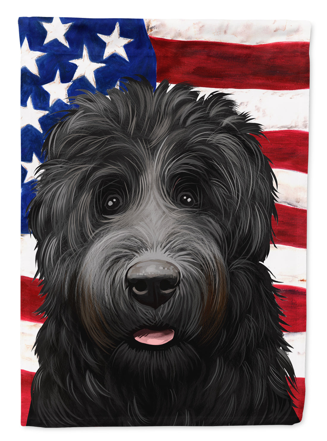 Black Russian Terrier American Flag Flag Canvas House Size CK6438CHF  the-store.com.