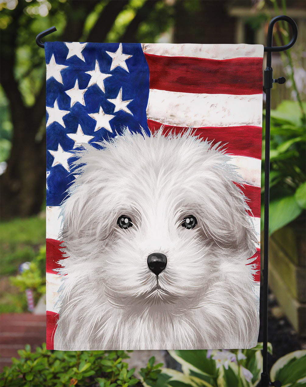 Bolognese Dog American Flag Flag Garden Size CK6446GF  the-store.com.